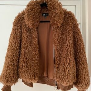 Zara trf Collection furry brown bomber Jacket